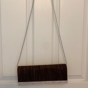 Brown satin formal clutch